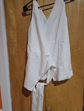 Club Monaco Ivory Sleeveless Wrap Top